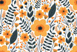Seamless pattern with hand drawn florals. 