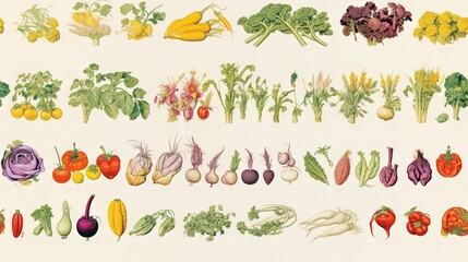 Sticker -  a bunch of different types of vegetables on a white background.  generative ai