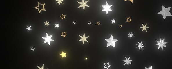 Sticker - Holiday Stardust Rain: Brilliant 3D Illustration Showcasing Descending Christmas Stars