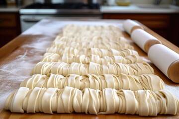 Poster - uniformly rolled pasta dough ready to be cut into strands