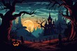 © krissikunterbunt - happy halloween design big dark castle illustration