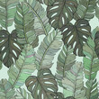pattern with tropical monstera and palm leaves