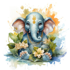 Waterco Happy ganesh chaturthi illustration, Generative Ai