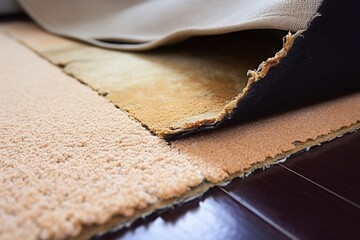 close-up view of a carpet repair patch