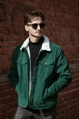 Poster - model in corduroy jacket