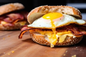 Poster - egg, bacon, and cheese on a toasted bagel