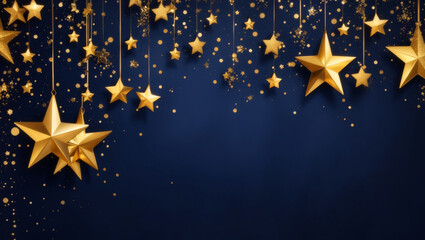 Abstract navy background and gold shine Hanging stars