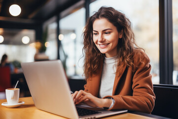 Wall Mural - Smile Woman who is online conversation with her psychiatrist