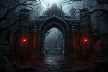 Vampire Gate Castle Arch. Lord Stones. Generate Ai