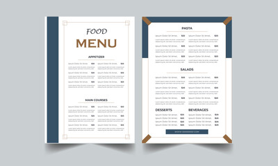 Food menu and restaurant flyer template