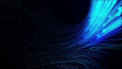 Poster - Blue dots particle lines background. 4K moving technology transfer Animation Video