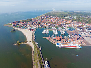 Wall Mural - Aerial from the historical village Urk at the IJsselmeer in the Netherlands