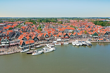 Wall Mural - Aerial from the historical city Volendam in Noord Holland the Netherlands