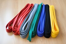 Variety Of Resistance Band Colors Stretched Out Flat