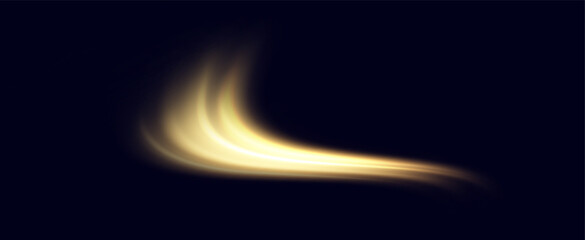 Aufkleber - Golden glowing swirl. The effect of moving at the speed of light. Easy trail. Shiny wavy path. Vector.Neon light.