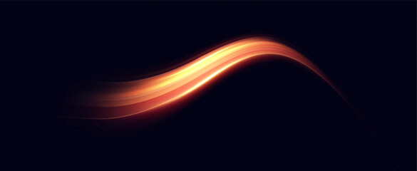 Aufkleber - Golden glowing swirl. The effect of moving at the speed of light. Easy trail. Shiny wavy path. Vector.Neon light.