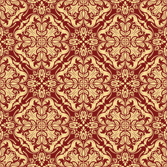 Wall Mural - Orient vector classic pattern. Seamless abstract background with vintage elements. Orient pattern. Ornament red and golden wallpaper
