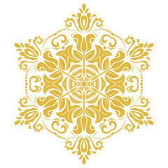 Wall Mural - Oriental vector ornament with arabesques and floral elements. Traditional classic golden and white ornament. Vintage pattern with arabesques