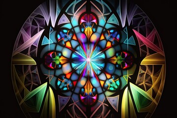 Wall Mural - Symmetrical pattern of stained glass window