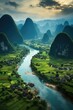 The beautiful landscape of Guilin, China.