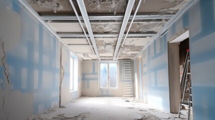Aufkleber - Home Interior Drywall Construction, Construction place.
