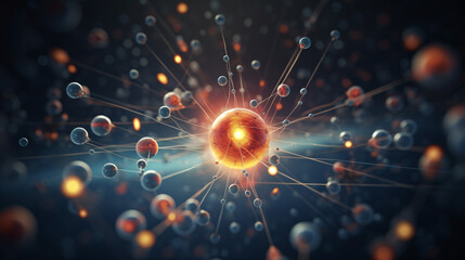 Wall Mural - a 3d-rendered representation illustrates the elementary particles within an atom, a foundational ide