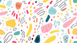 A playful and vibrant seamless pattern featuring colorful line doodles