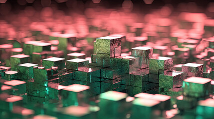 Poster - Abstract background with structure of cubes. Colorful cubes texture for technology backdrop.