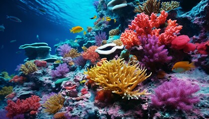 Wall Mural - a coral reef with fish