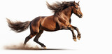 Fototapeta  - Horse galloping on a light transparent background. PNG file. Generative artificial intelligence