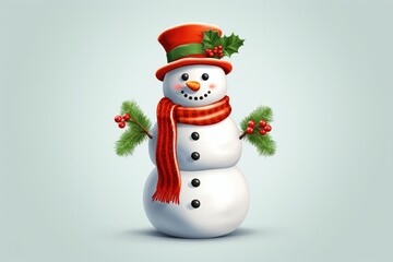 Poster - A snowman wearing a hat and scarf, perfect for winter-themed designs and holiday decorations.