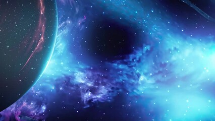 Wall Mural - galaxy and nebula. blue abstract space background. endless universe with stars and galaxies in outer