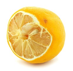 Dried cut lemon on a white background