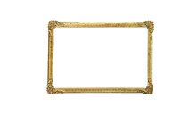 Empty Gold Ornate Picture Frame With White Background