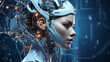 Cyborg woman. 3d rendering, 3d illustration. Robot woman.
Cyborg-Frau. 3D-Rendering, 3D-Illustration. Roboterfrau.