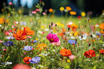 Poster - Lawn Grass with Decorative Blooming mix