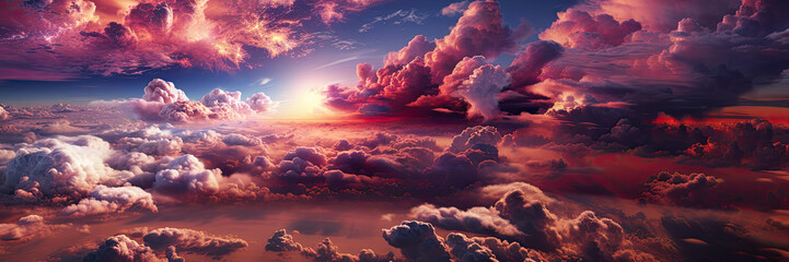 Poster - Dramatic Sky with Sunlight Bursting Through Clouds, banner 