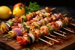 Scrumptious grilled kebab loaded with tender chicken and veggies. Generative AI