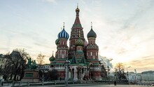 Night To Day Sunrise Hyperlapse St. Basil's Cathedral, Moscow Russia Kremlin Red Square Timelapse