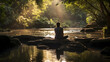 person sitting on the water meditating mindfullness
