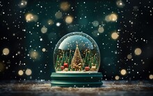 A Snow Globe Sitting On Top Of A Wooden Table