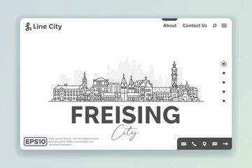 Wall Mural - Freising, Germany architecture line skyline illustration. Linear vector cityscape with famous landmarks, city sights, design icons. Landscape with editable strokes.