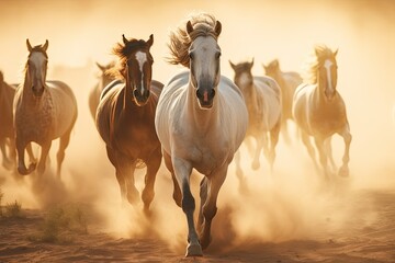 Naklejka na meble Herd of wild horses galloping