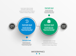 Vector infographic template with icons and 2 options or steps. Can be used for process diagram, presentations, workflow layout, flow chart, info graph