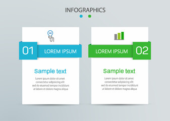 Wall Mural - Vector infographic template with icons and 2 options or steps. Can be used for process diagram, presentations, workflow layout, flow chart, info graph