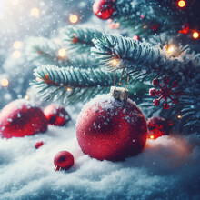 Red Christmas Ball On A Tree