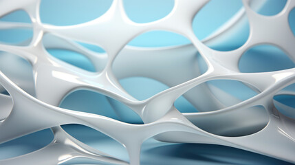 Wall Mural - abstract background with soft shaped wavy membrane structure over light blue backdrop