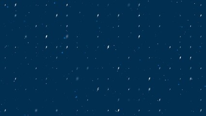 Poster - Template animation of evenly spaced lightning symbols of different sizes and opacity. Animation of transparency and size. Seamless looped 4k animation on dark blue background with stars