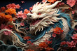 Japanese dragon, in the style of detailed multi-layered compositions, close-up, colorful bright background. ai generative art