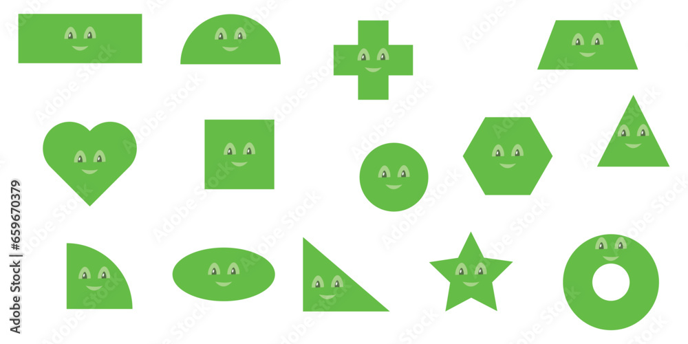 Math Picture Face Geometric shapes funny faces and eyes. Mathematics resources for ...